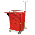 Harloff 6 Drawer Steel Crash Cart w/ Breakaway Lock & Basic Emerg Package V30-6EMG